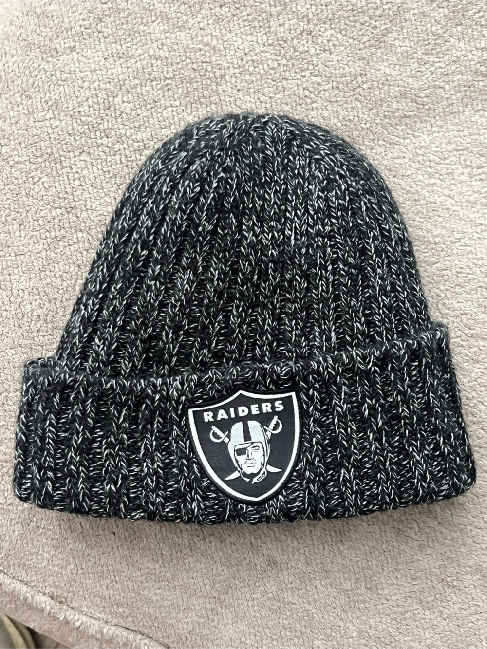 Riders by Lee Black & White Marled Cuffed Beanie with Team Patch